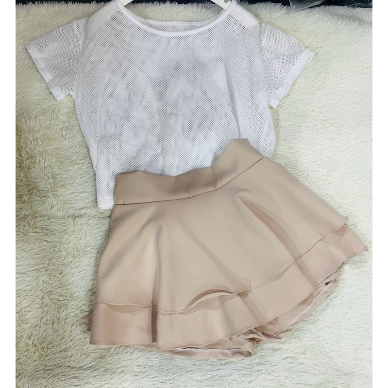 กระโปรงกางเกงขนาดเล็ก Ruffle OOTD 百搭裙裤