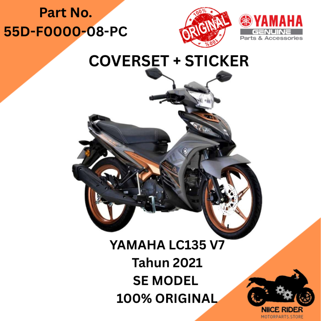 Yamaha LC135 V7 รุ่นพิเศษเสื่อสีเทาเมทัลลิก MNM3 ฝาครอบพร้อมชุดสติ๊กเกอร์ 55D-F0000-08-PC