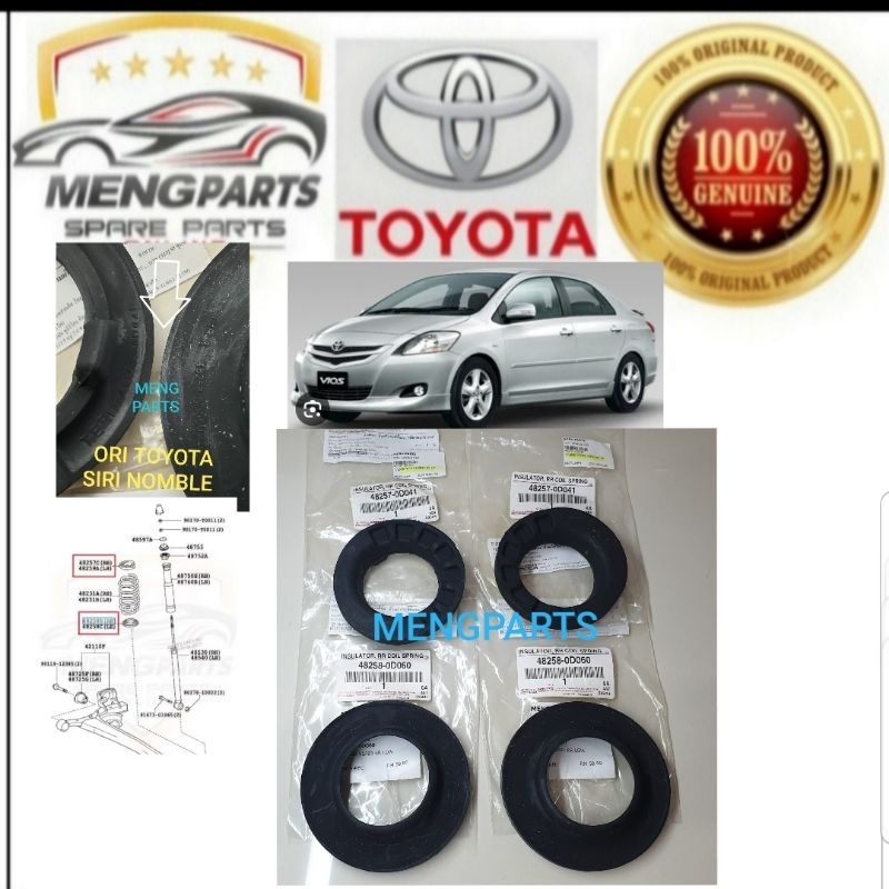 % TOYOTA VIOS NCP93 2008Y-2013Y REAR COIL SPRING PAD RUBBER TOP & LOWER 48257-0D041 / 48258-0D060