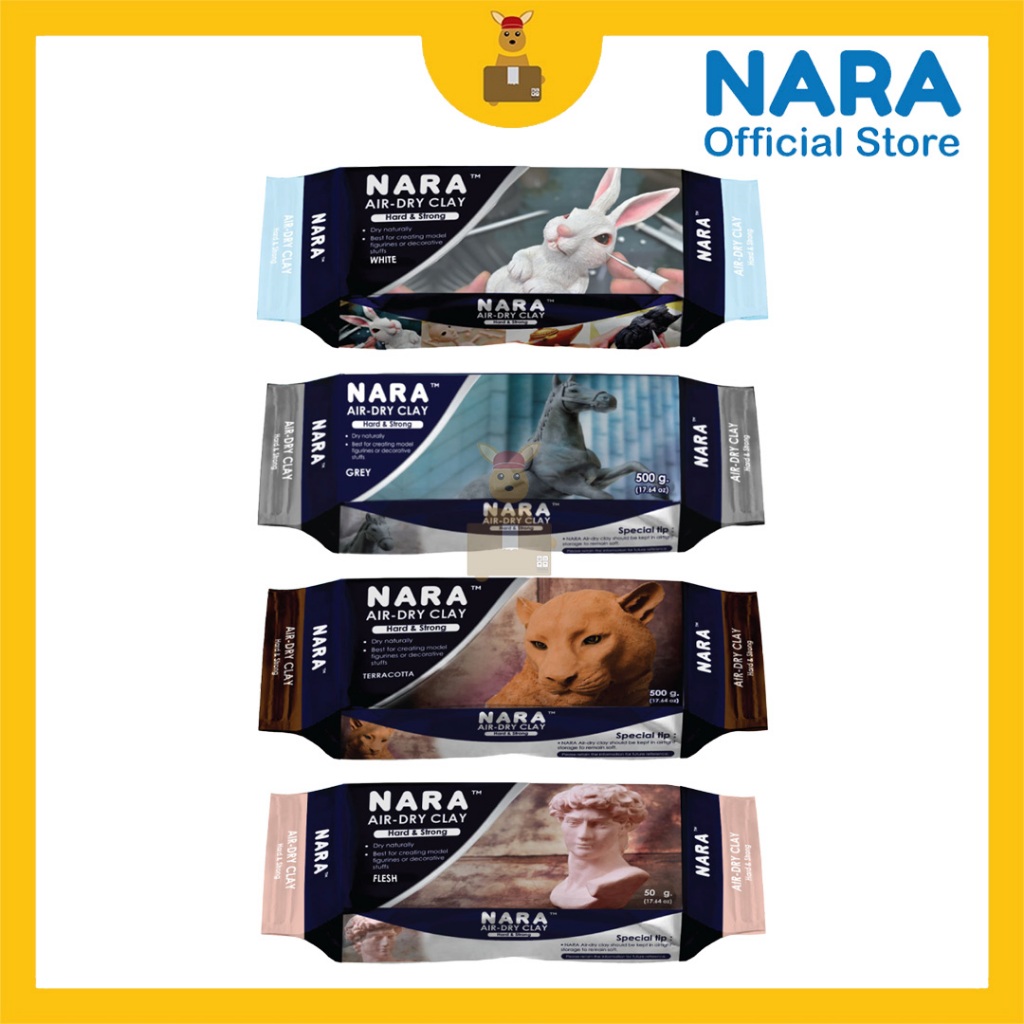 NARA Air Dry Clay (ฮาร์ด) Air Hardening Modelling Clay 500G (WHITE / GREY / TERROCOTTA / FLESH)
