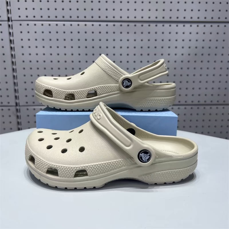 CROCS Cross ของแท้ classic platform clog White 4cm Heel Non-Slip Shoes