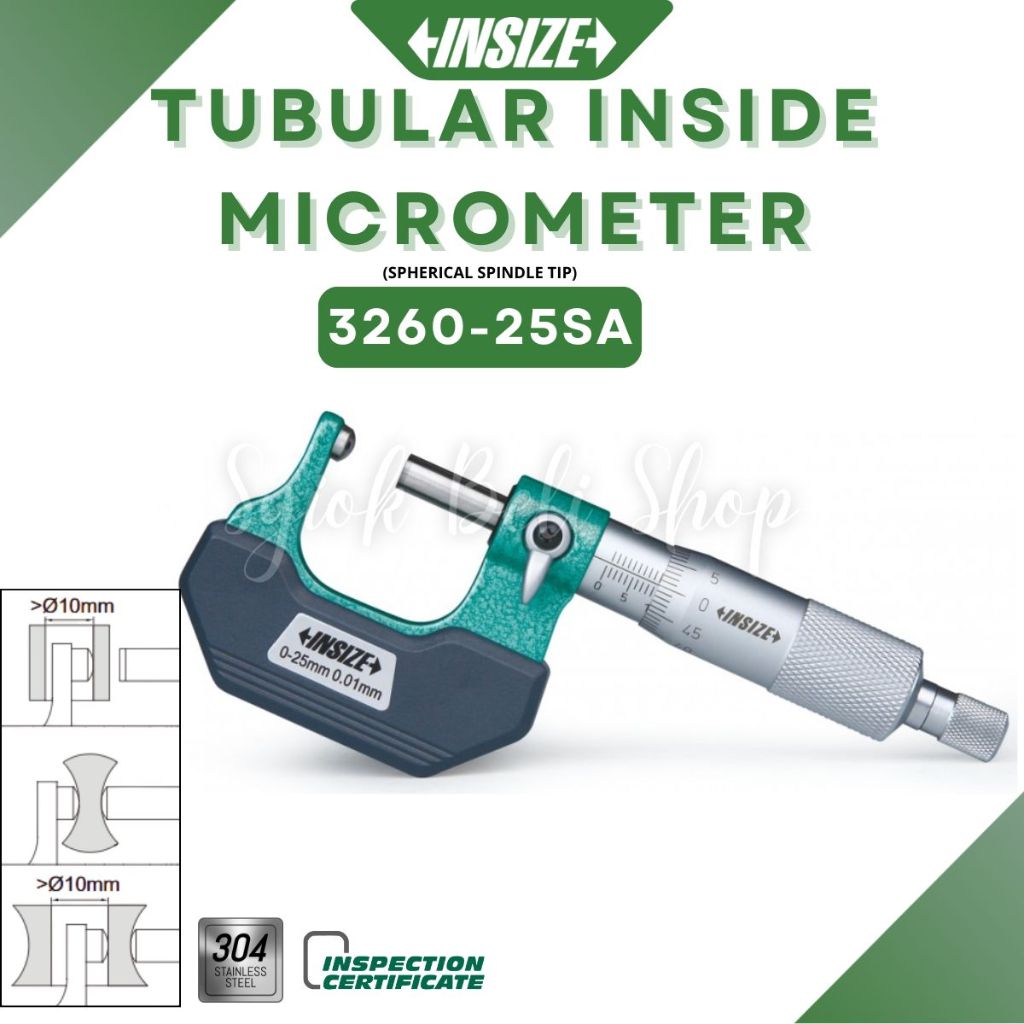 INSIZE SPHERICAL ANVIL TUBE MICROMETER (ปลายแกนหมุนทรงกลม) INSIZE 3260-25SA
