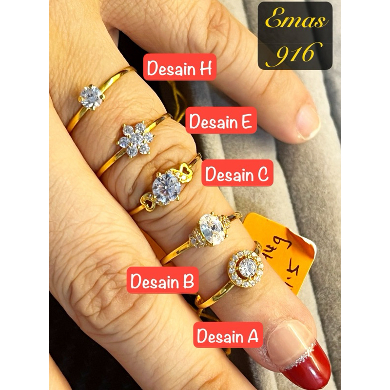 Cincin batu zircon emas916 tulen