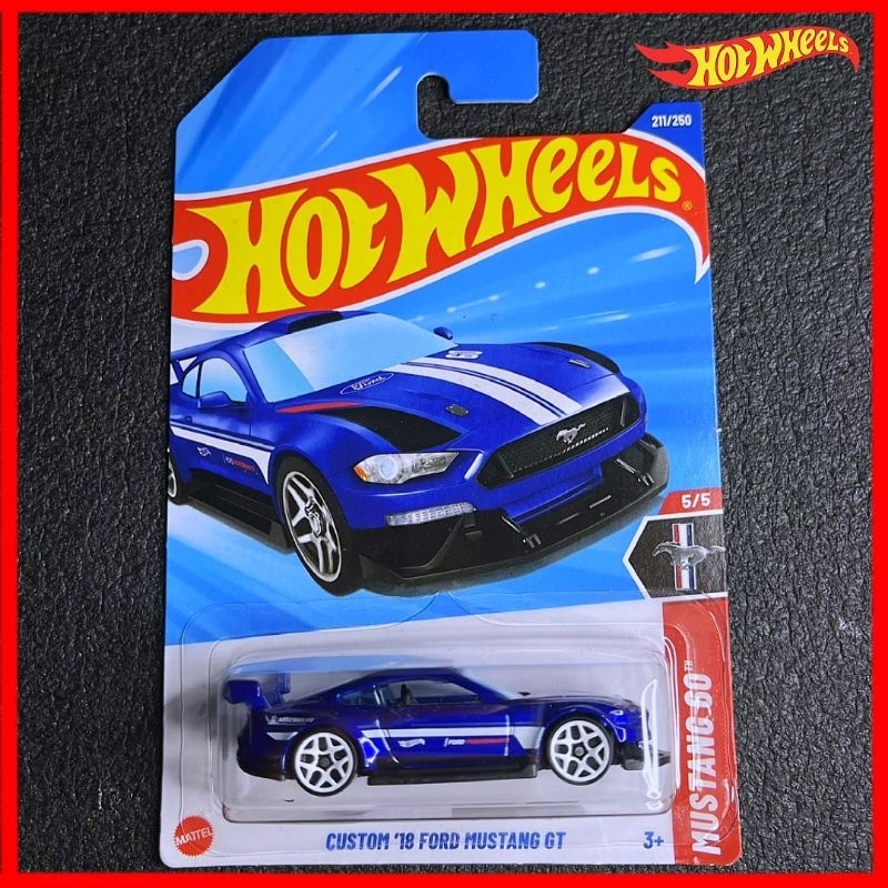 Hotwheels Custom 18 Ford Mustang GT Metalflake Blue Hotwheels Mustang Series Mustang Shelby GT500 ล้