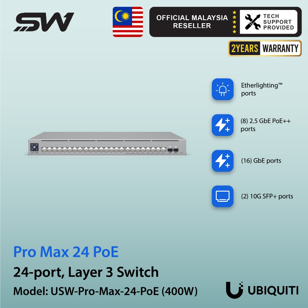 Ubiquiti USW-Pro-Max-24-Poe Switch Pro Max 24 Port PoE+ Smart Managed
