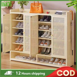 【Lifetime Warranty】Rak Kasut Bertutup Bamboo Shoe Cabinet Outdoor White Almari Kasut Bertutup 鞋柜