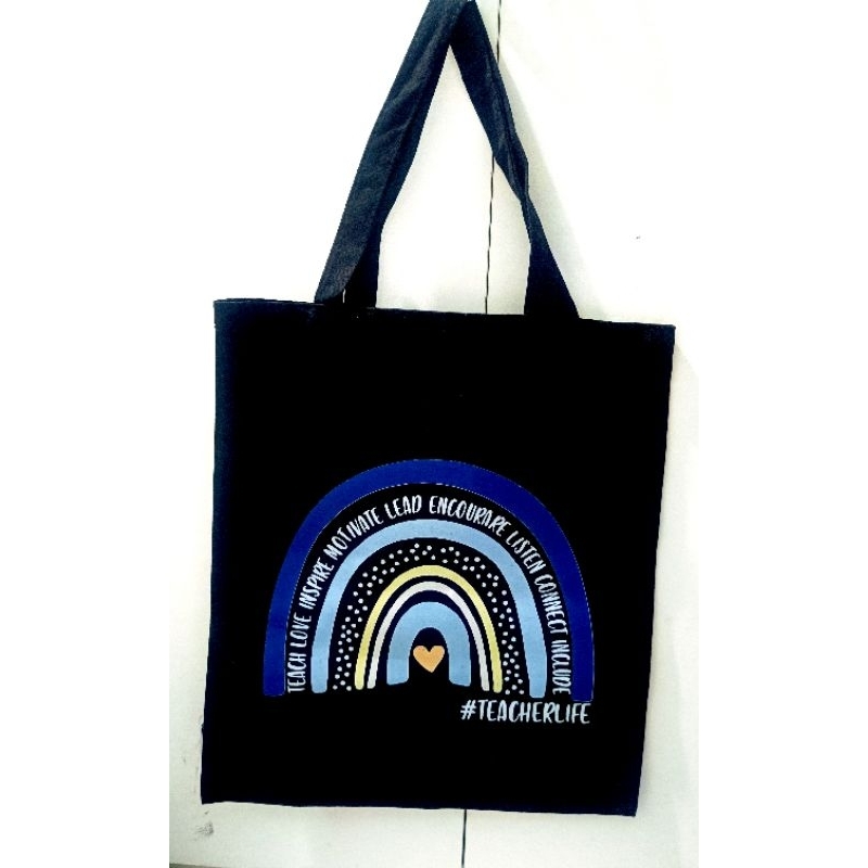 !!️!! STOK BLACK TOTE BAG CANVAS TEACHERS DAY / BEG HARI GURU / CIKGU HADIAH CANTIK VIRAL PRINT
