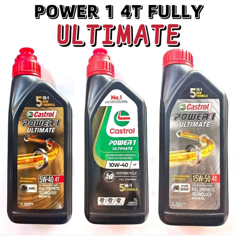 CASTROL 4T POWER 1 สุดยอด FULLY SYNTHETIC 4T รถจักรยานยนต์เครื่องยนต์น้ํามัน 5W40 10W40 15W50 MINYAK