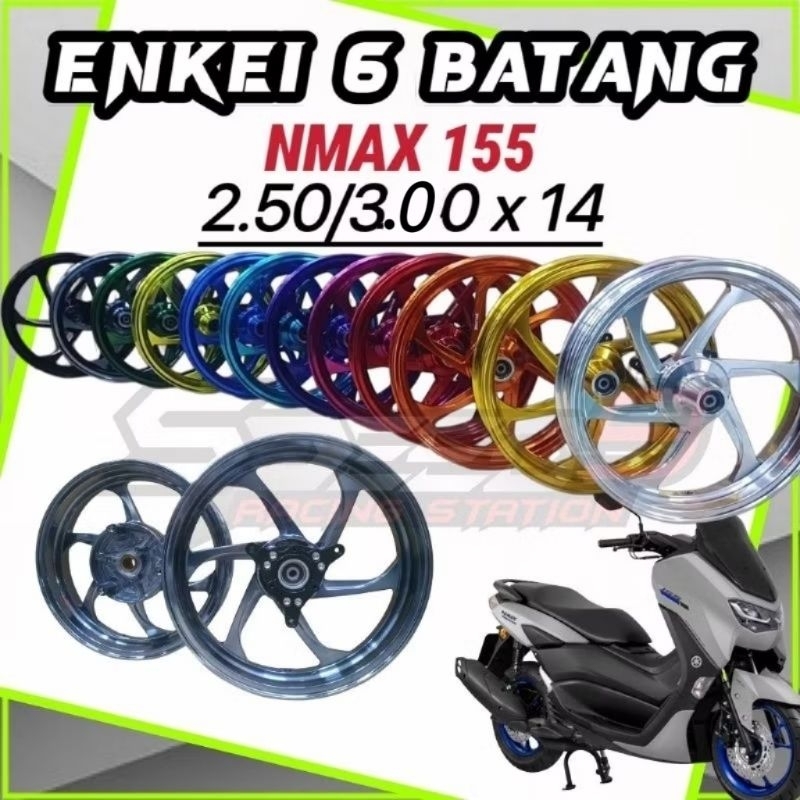 ENKEI SPORT RIM 6BATANG CNC XMAX 250 3.00x15 4.00x14 ADV 160 NMAX 155 V2 V3 14INCH 2.50/3.00x14 6L