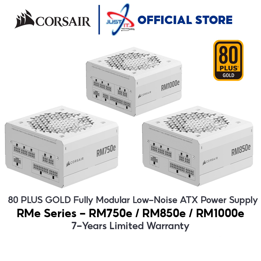 CORSAIR RM750E / RM850E / RM1000E 80PLUS GOLD ATX3.1 สีขาว FULL MODULAR POWER SUPPLY PSU 750W / 850W