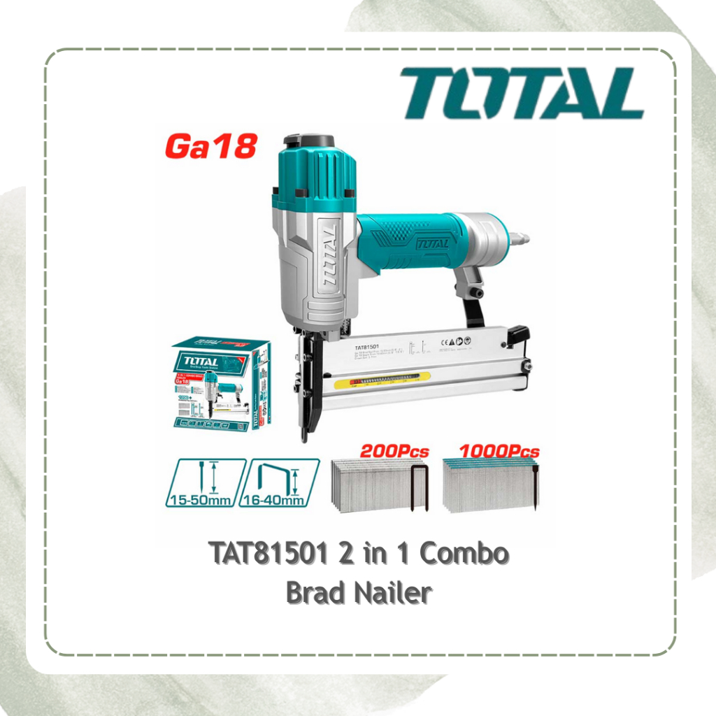 TOTAL TAT81501 2 in 1 Combo Brad Nailer Ga18