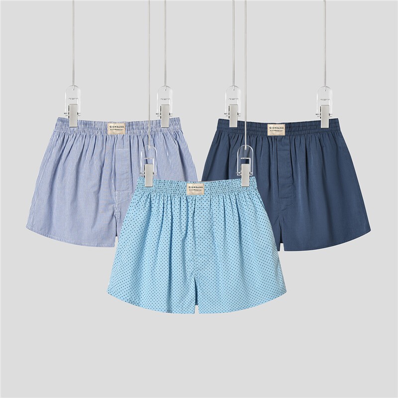 GIORDANO MEN บ็อกเซอร์ผ้าฝ้ายผู้ชาย (3 ชิ้น) 0 01174119