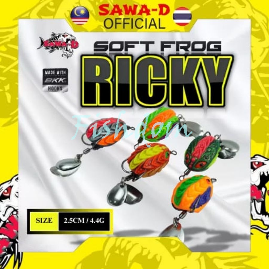 FISHDOM Sawa-D Ricky Soft Frog 2.5cm / 4.4gram Bkk Hook Fishing Lure Sawad