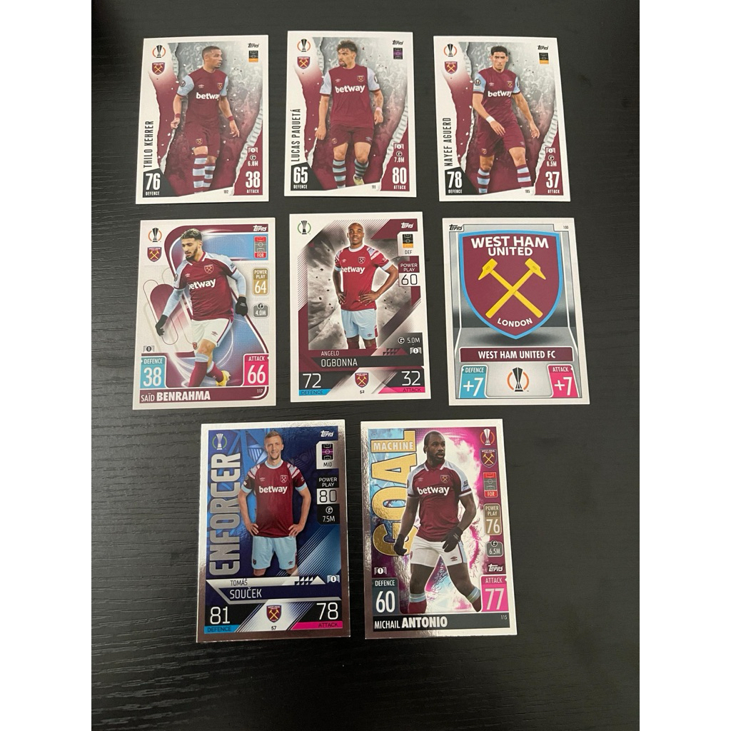 จับคู่การ์ดฟุตบอล atax West ham topps