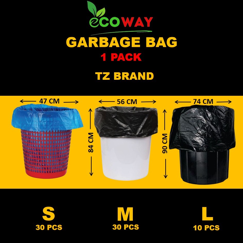 ถุงขยะยี่ห้อ TZ Size S/M/L - 47x55/56x84/74x90 ถุงพลาสติก/Plastik Beg Sampah