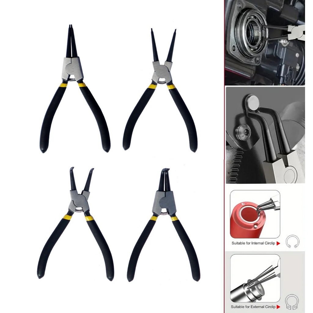 Circlip Plier Snap Ring Plier 7 นิ้วภายในภายนอกแหวน Plier สําหรับเปิดถอดติดตั้งแหวนล็อค snap
