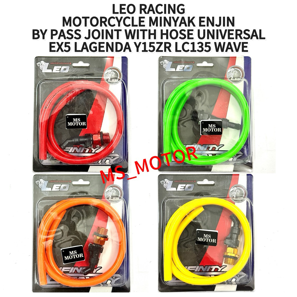 LEO RACING รถจักรยานยนต์ MINYAK ENJIN โดย PASS JOINT พร้อมท่อ UNIVERSAL EX5 LAGENDA Y15ZR LC135 WAVE