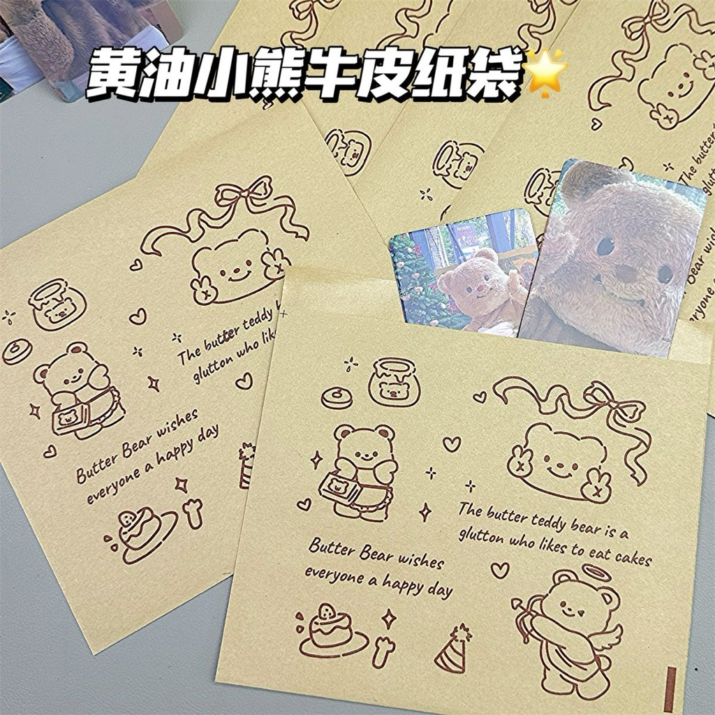Super ins น่ารักสไตล์ 5 ชิ้น/10 ชิ้น Hello Kitty/Butter Bear/Pacha สุนัข/chikawa ถุงกระดาษคราฟท์ทึบแ