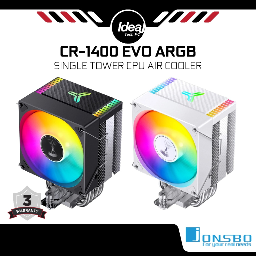 JONSBO CR-1400 EVO ARGB BLACK / WHITE SINGLE TOWER CPU AIR COOLER
