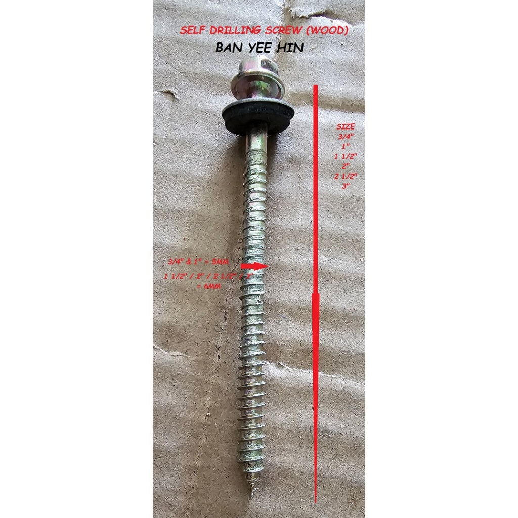 HEX DRILLING SCREW (ไม้) - 10 ชิ้น/แพ็ค