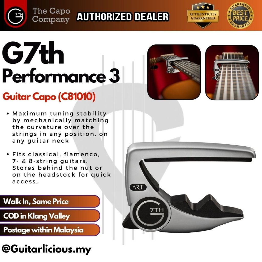 G7th C81020 Performance 3 กีตาร์ Capo สําหรับอะคูสติกและกีตาร์ไฟฟ้า - C81020 / C81010