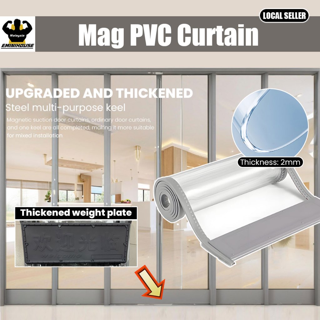 Aircond Curtain Magnetic Door Curtain PVC Block Curtain Transparent Langsir Pintu Air Kitchen condit