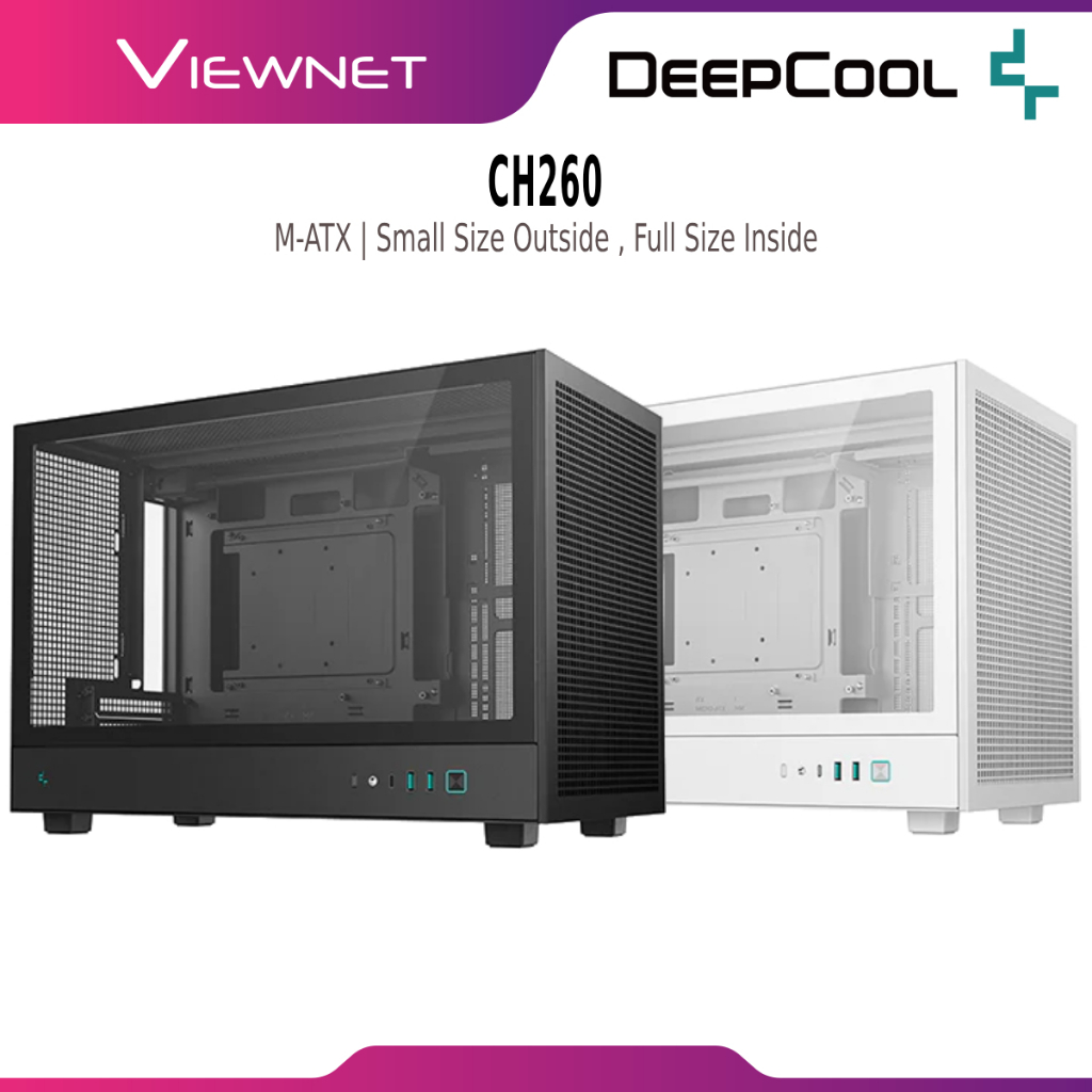 DEEPCOOL CH260 M-ATX DESKTOP PC CASE / ใช้งานได้กับ HIGH AIRFLOW / TEMPERED GLASS SIDE PANEL - MATX 