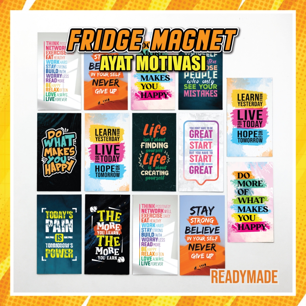 FRIDGE MAGNET AYAT MOTIVASI Doorgifts ของที่ระลึก 9.5 ซม. x 5.5 ซม.