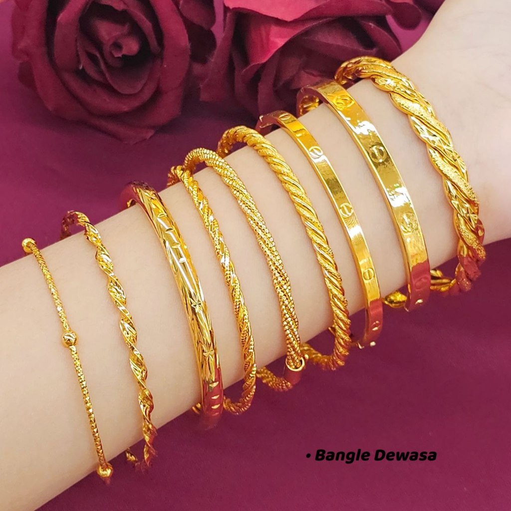 NEW กําไลข้อมือเกลียวทองสําหรับผู้ใหญ่ 24k Titanium Gold Bangkok Gold 2025 A16