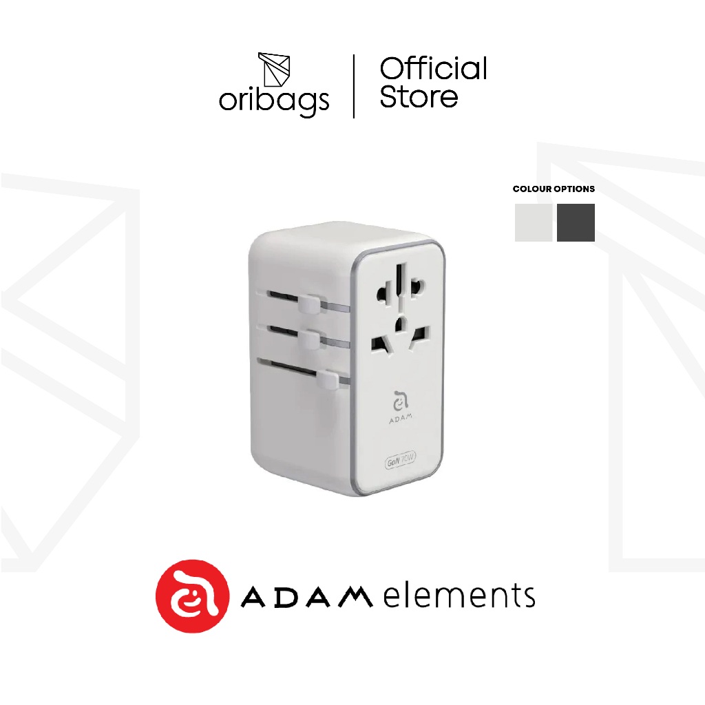 ADAM องค์ประกอบ T70L 70W Universal Travel Adapter พร้อมสายเคเบิล USB-C ในตัว