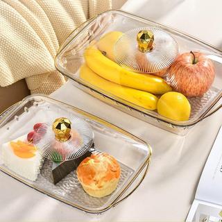 Dejavu Food Serving Container With Transparent Lid Aesthetic Fruit Plate Tray Holder HSB857