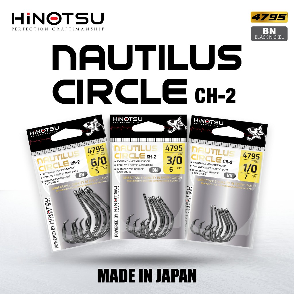 HINOTSU - CH-2 NAUTILUS CIRCLE HOOK NSB JAPAN 4795 FISHING HOOK