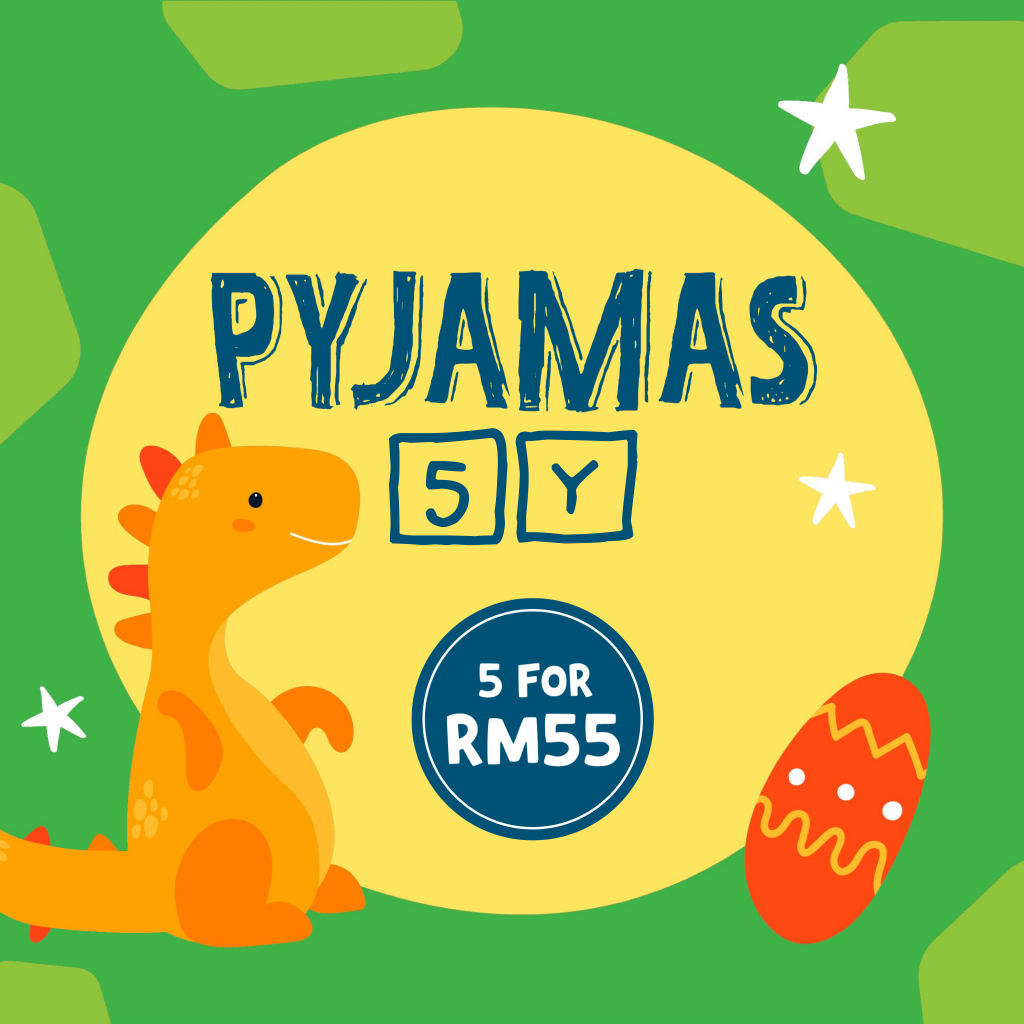 CLEARANCE 5Y •SKL• PYJAMAS SHORT SLEEVE UNISEX BOY GIRL PYJAMAS KIDS BAJU MAAM