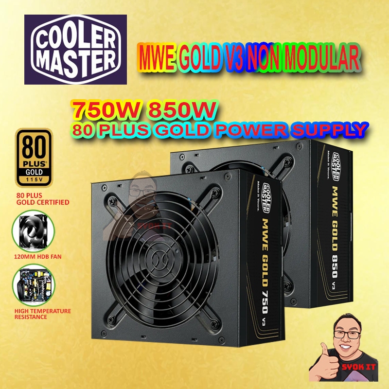 COOLER MASTER MWE GOLD V3 SERIES ATX 3.1 PCIE 5.1 80+GOLD NON-MODULAR POWER SUPPLY (750W/850W)