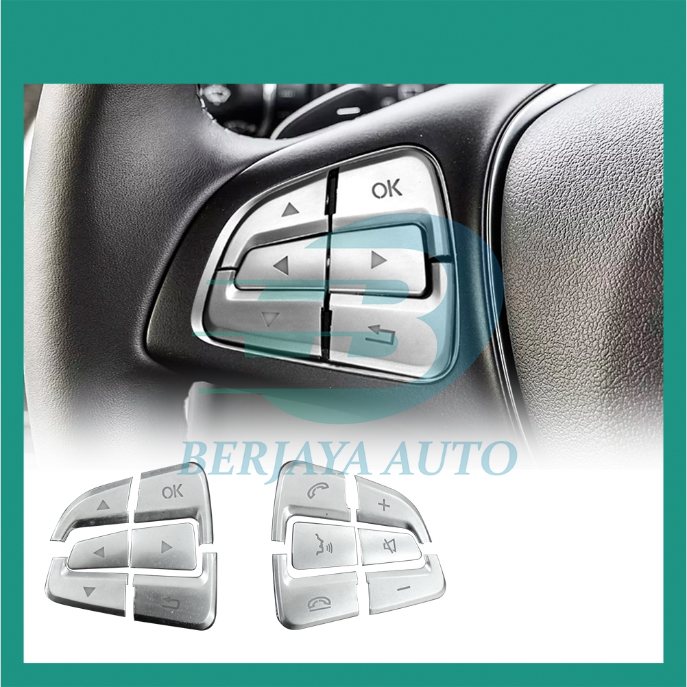 Mercedes Benz GLE W166 GLE250d GLE300d พวงมาลัยปุ่มสวิทช์ Trim ฝาครอบเงิน Berjaya อุปกรณ์ตกแต่งรถยนต