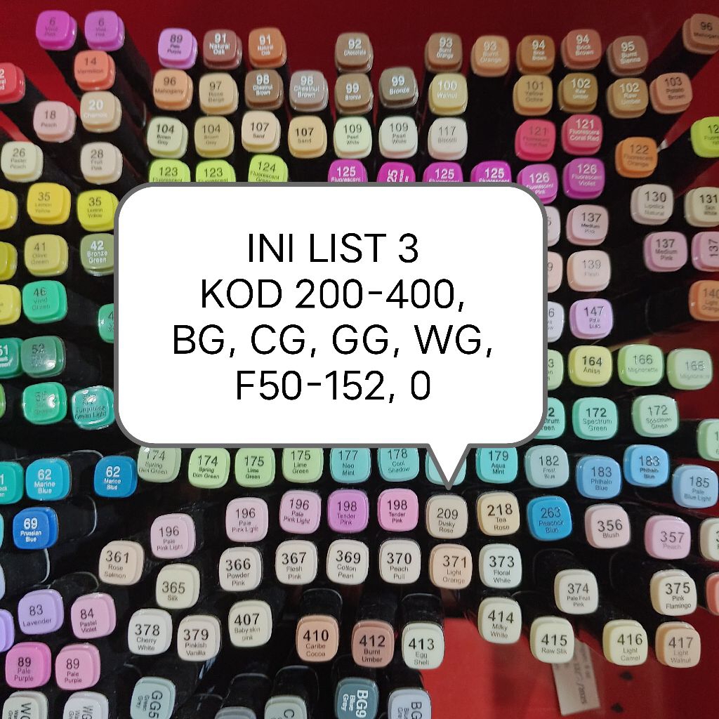 เครื่องหมายศิลปะสัมผัส. รหัส 0, 200-400, BG, CG, GG, WG, F. ซื้อ 5 แถม 1