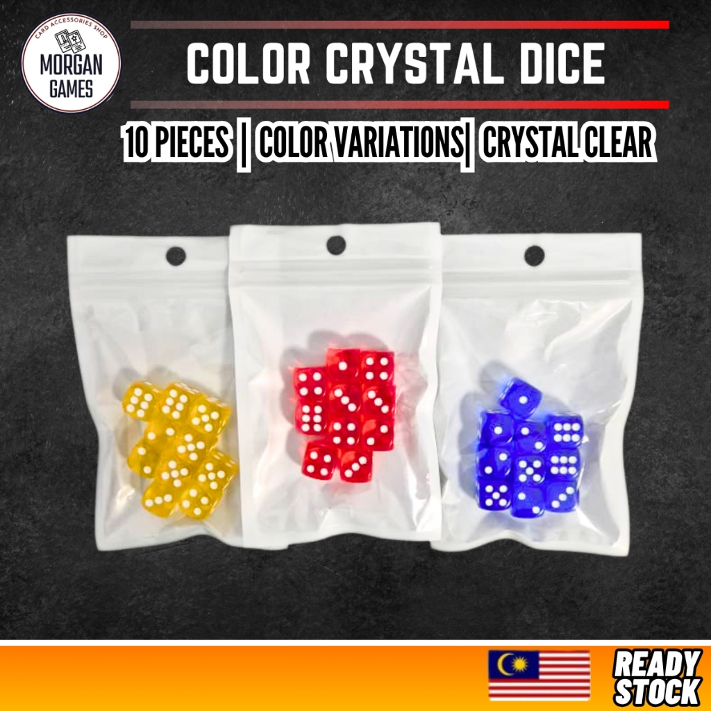 【Morgan Games】[Ready Stock] 10 Pieces Crystal Color Dice for TCG Card Game /Board Card Game