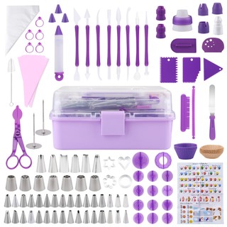 235-Piece PURPLE Baking Set-Ultimate Cake Decorating Kit 39 Nozzles,100 Piping Bags&8 Carving Tools!