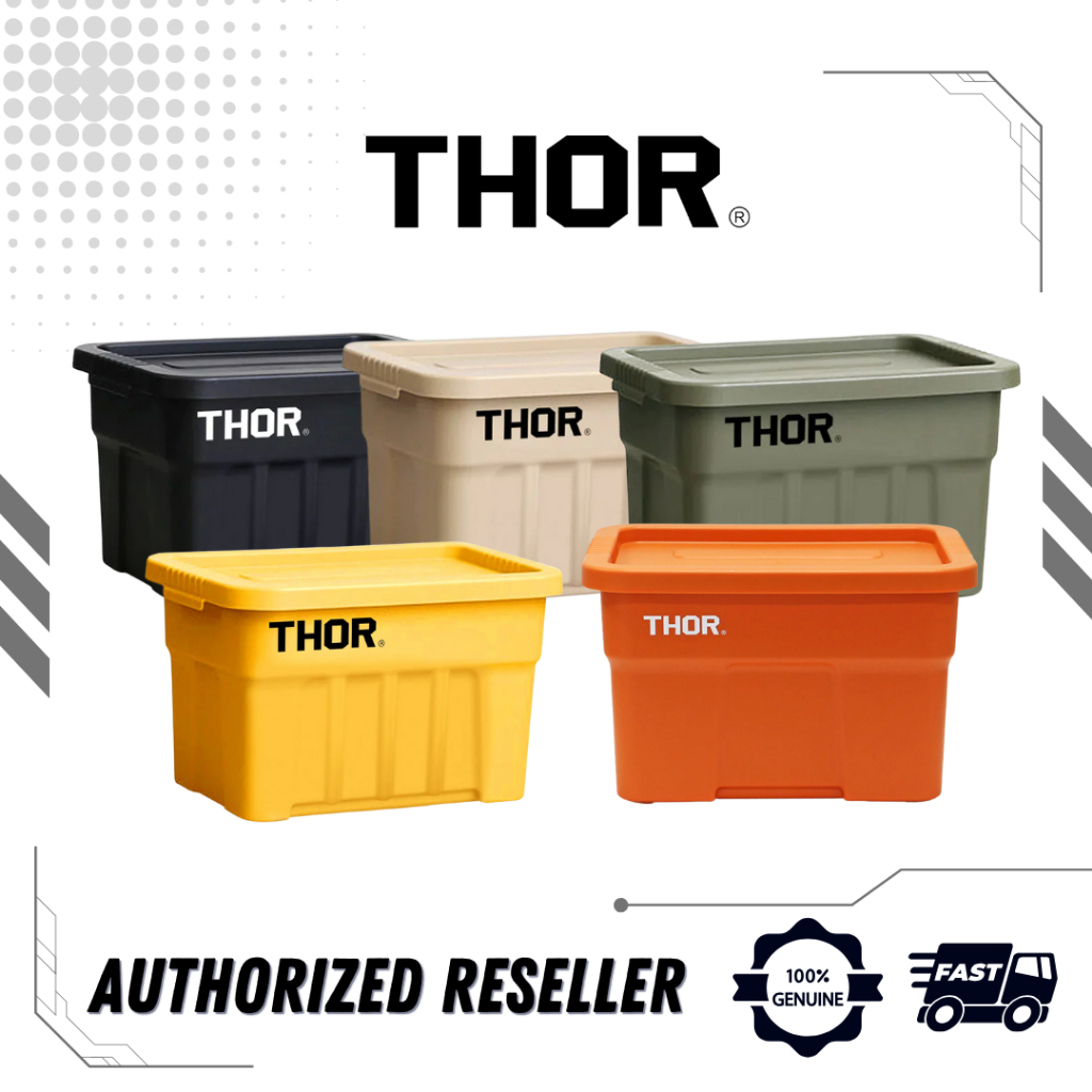 THOR 22L Tote Box พร้อมฝาปิด,ภาชนะเก็บวางซ้อนกันได้ความจุสูง