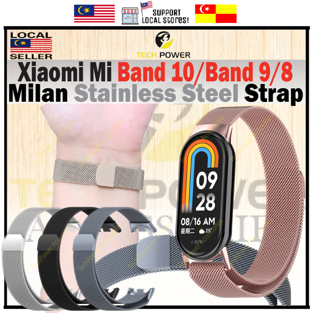 Xiaomi Smart Band 10, Mi Band 9, Mi Band 8,Milan สายสแตนเลส, Tali Jam Keluli Mi Band 10 /Band 9/8