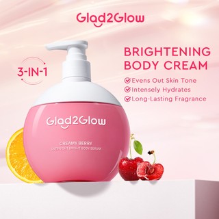 Glad2Glow Brightening Moisturizer Glowing Cream Berry Overnight Whitening Brighten Body Skin Hydrates Cream Skincare
