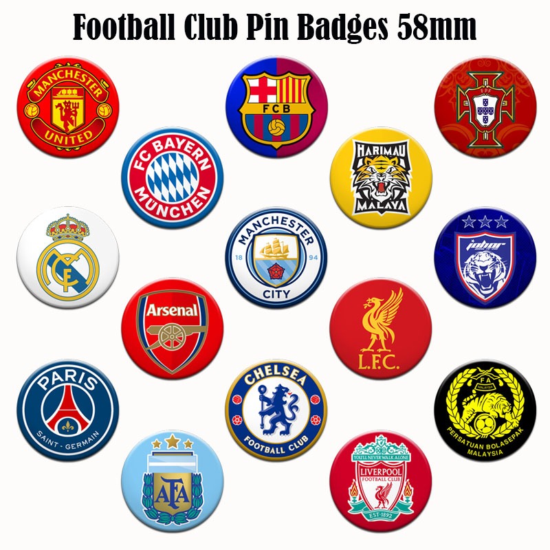 Lencana Butang Pin Football Club Pin Button Badge 58mm