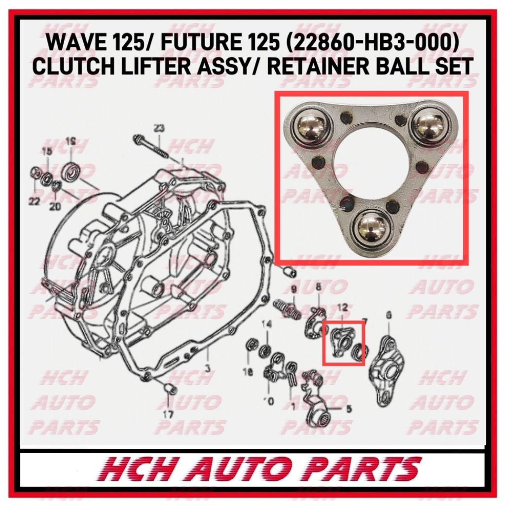 CLUTCH LIFTER ASSY/ RETAINER BALL SET - HONDA - WAVE 125/ FUTURE 125 - 22860-HB3-000 (NK)