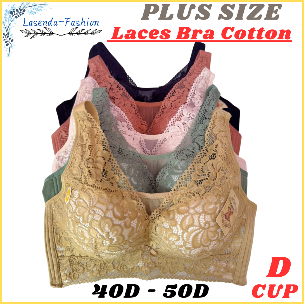 ออกแบบใหม่ D ถ้วย Plus ขนาด 40D-50D ผ้าฝ้าย Laces Bra ผู้หญิงไม่มีรอยต่อ bra Genie Bra เก็บเกี่ยว co