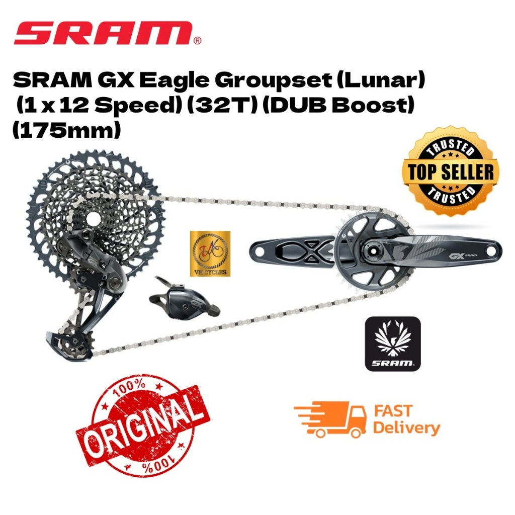 SRAM GX Eagle DUB 12-Speed Groupset Lunar 32T (175mm / 170mm) SRAM XG-1275 Eagle 10-52T XD driver bo