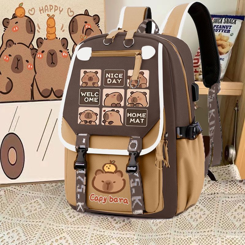 CAPYBARA 46CMCP05 Capybara Beg Japan Fashion Beg Sekolah Capybara Beg Belakang galas Backpack Bagpac