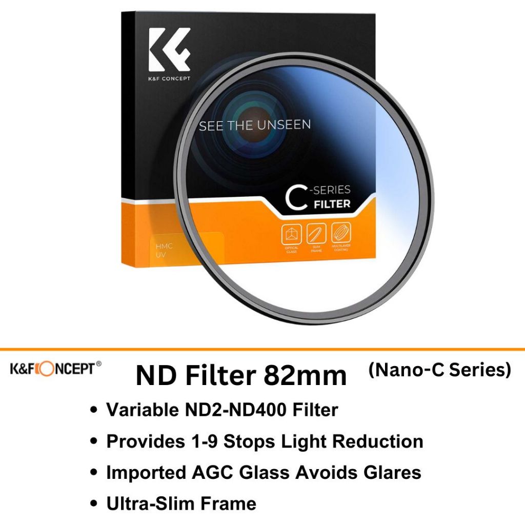 ฟิลเตอร์ ND แบบปรับได้ K&F Concept 82mm (ND2 to ND400, Nano-C Series)
