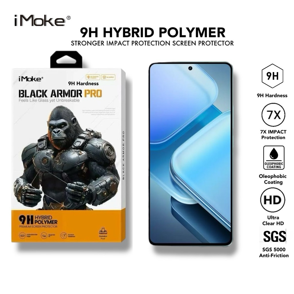 IMoke 9H เกราะสีดํา Pro Impact Screen Protector สําหรับ iQOO Z9/Z9x/Z9 Turbo +/Z9 Turbo