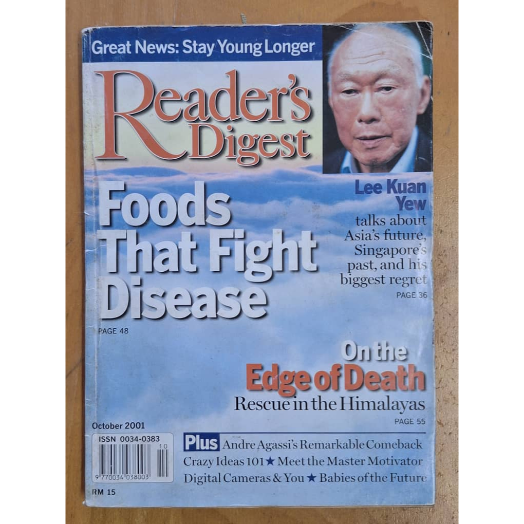 Majalah Terpakai/Used Magazine/ - Readers Digest Oktober 2001 – Lee Kuan Yew 李光