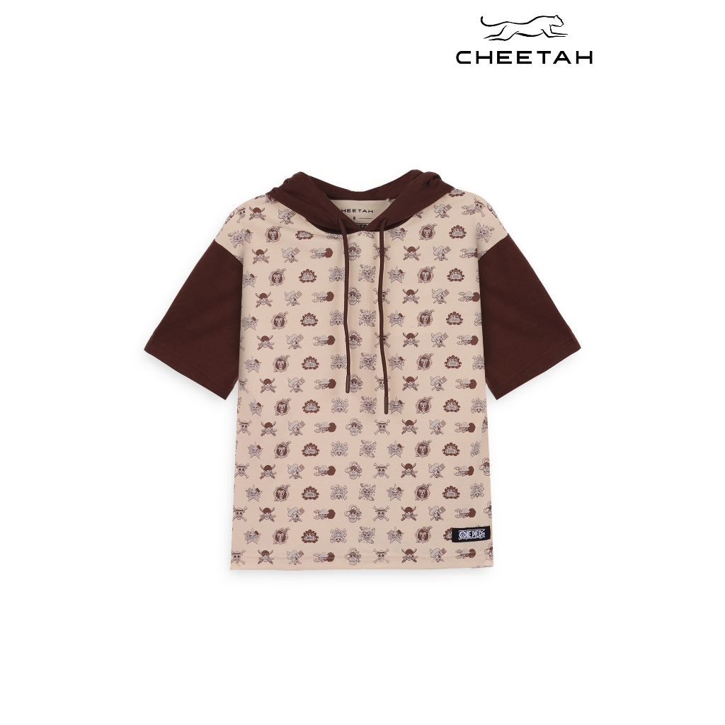 Cheetah Kids One Piece Oversize Fit เสื้อฮู้ดแขนสั้นสําหรับเด็กผู้ชาย - CJ-93966